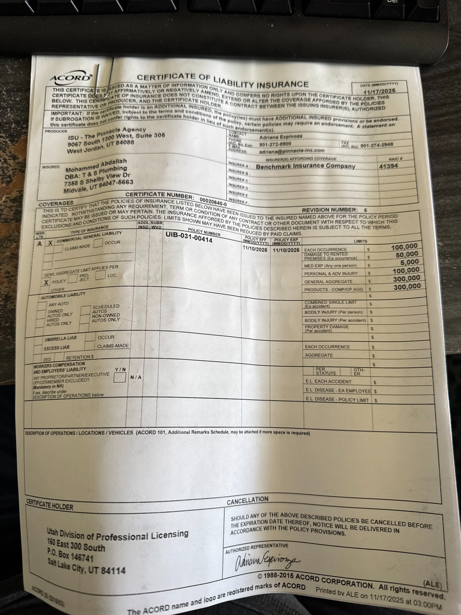 Water system repair project